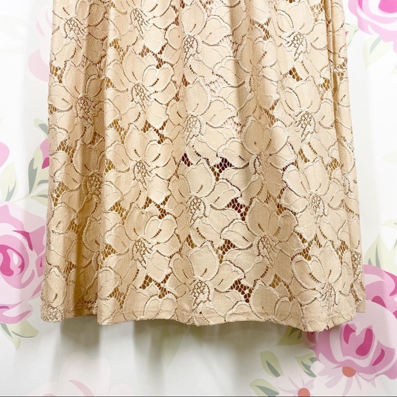 NEW H&M Peach Lace Long Sleeve Midi Dress S - Picture 3 of 14